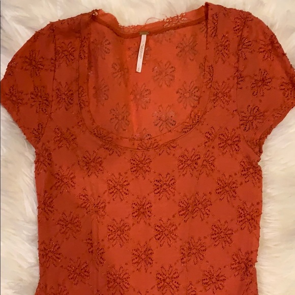 Free People Orange Floral Detail Dress - Picture 3 of 4